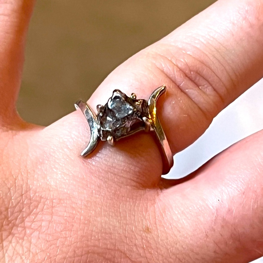 Genuine Meteorite .925 Sterling silver stamped ring size 8